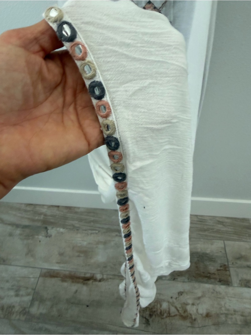 Saks Fifth Avenue White Linen-Look maxi Dress with Multicolor Embroidery - Picture 6 of 10
